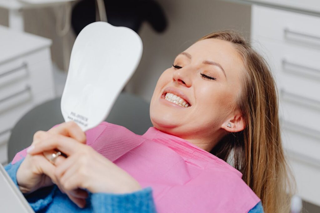 Girl smiling in dental clinic