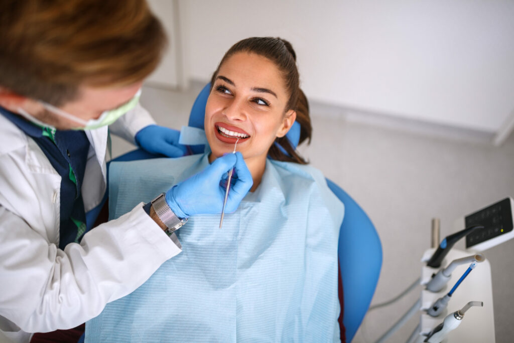 Beautiful woman on dental clinic