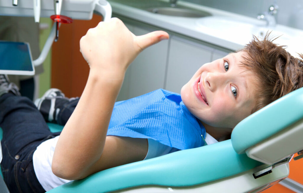 Young boy in a dental surgery